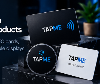 TAPME branded custom NFC cards and displays